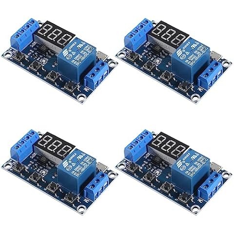Coliao 4pcs DC 6-30V Timer Relay Programmable Delay Relay Module Trigger Cycle Delay Timer Switch Turn On/Off Relay Module with LED Display / 5V Micro USB Cover