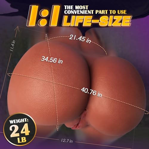 Image of 24LB Male Masturbator Sex Doll for Men Pocket Pussies, Realistic Brown Skin Texture Soft Female Big Ass & Pussy Adult Sex Toy with 2 Hole Deeper Vagina & Tight Anal, Package May Vary