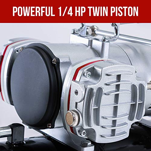 Image of Master Airbrush TC-828 Airbrush Compressor with Tank- 1 /4 HP Twin Cylinder | 3L Air Tank, 46L /Min Flow, Dual Air Brush Support, True Diaphragm Regulator, Portable - Ideal for Artists, Studios