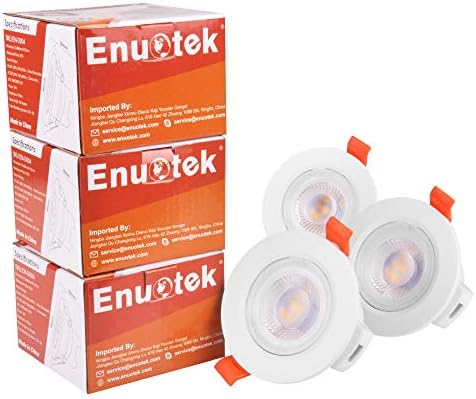 ENUOTEK 5W Small Angled LED White Recessed Ceiling Spot Lights Downlights, 3X CCT Selectable 3000K 4000K 5000K, Lighting Angle 38°, Ceiling Hole Diameter 65-80MM, Not Dimmable, 3 Lamps