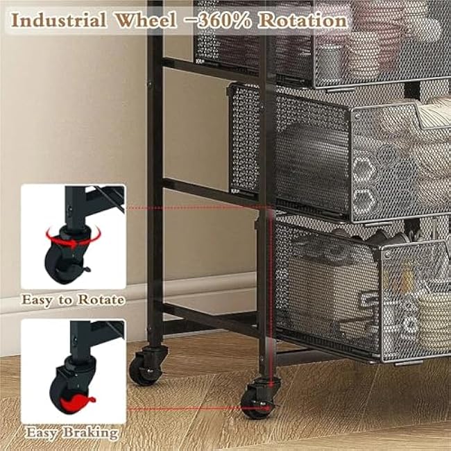 ´¢Îï³µ Metal Art And Craft Storage Organization Cart 4-Drawers Utility Rolling Carts With Lockable Wheels&Wooden Tabletop Art-Craft-37bYUsyn