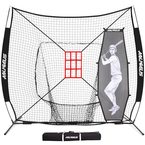 AOLIGEIJS 7'x7' Baseball Softball Practice Net with Dummy Batter