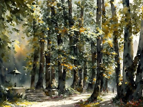 Toile murale forêt aquarelle Meechi 50x70cm sans cadre