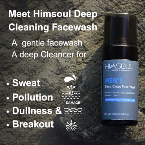 Image of Men's Deep Clean Face Wash | 100ml | With Niacinamide, Saffron, Tulsi, Oat & Himalayan Botanicals | Deep Cleansing, Oil Control & Anti-Aging | Brightening & Hydrating | Sulfate-Free | pH 5.5