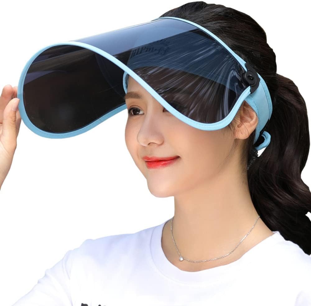 WITHMOONS Sunblock UV Protection Visor Sun Shield Face Shield Hat Full Face Shield, Skyblue, L