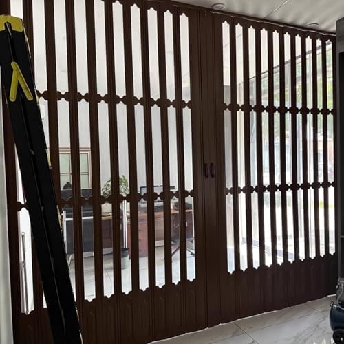 Customizable PVC Accordion Sliding Doors with Acrylic Glass, Retractable Magnetic Folding Shower Door for Kitchen, Laundry Room, Hallway - 216x216cm (85 x 85)
