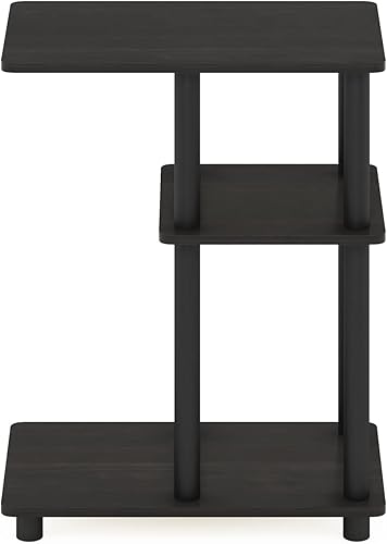 Miniatura 7 de Furinno Turn-N-Tube - Mesa auxiliar de sofá en forma de C, espressonegro, poste de plástico sin ruedas