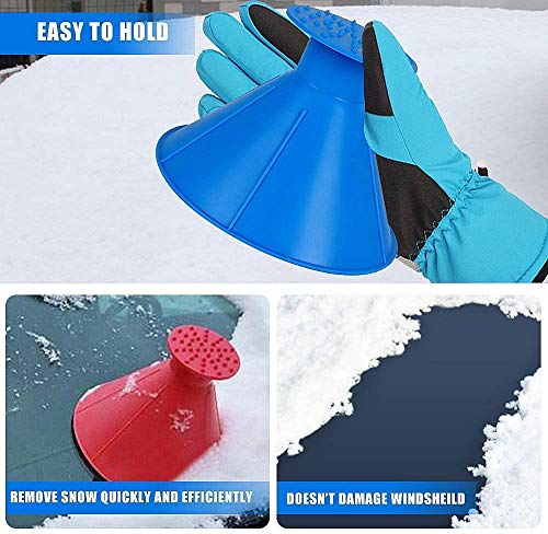 LuckyKilig Magic Scraper Round Windshield Ice Scrapers, Car Windshield Snow Scraper Magic Snow Removal Tool Cone-Shaped Windshield Ice Scraper Red 3 Pack - Thumbnail 2