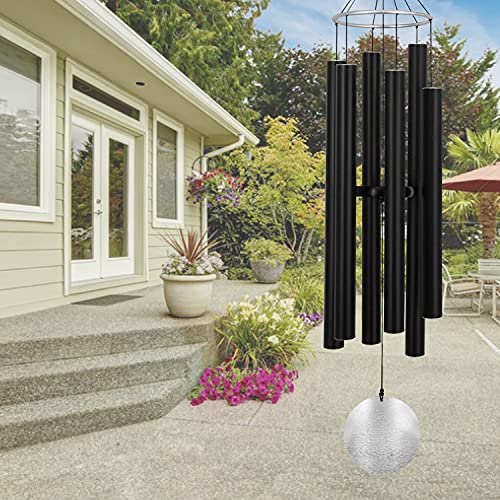Astarin Large Wind Chimes Outdoor Deep Tone,45Inch Sympathy Wind Chimes For Outside With 6 Tubes Tuned Relaxing Melody,Memorial Wind Chimes Large For Mom,Garden Decor,Black #TOP4