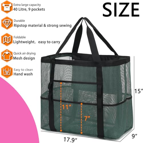 Image of Fammart Large Mesh Beach Bag for Women, Oversized Beach tote Swim Pool Bag