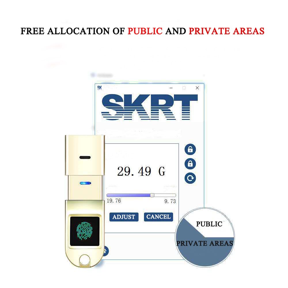 Unità flash USB con sblocco delle impronte digitali, Usb3.0, archiviazione crittografata partizione Android/PC, compatibilità multi-interfaccia, identificazione accurata, argento+64g