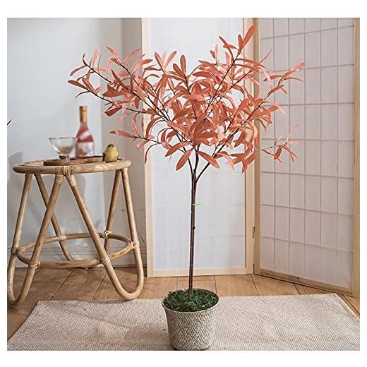 Ingen vattning Vacker konstgjord olivträd krukväxter, lätt att rengöra konstgjort träd, tillgängligt i två färger, 1 stycke. Artificiell (Color : Pink)