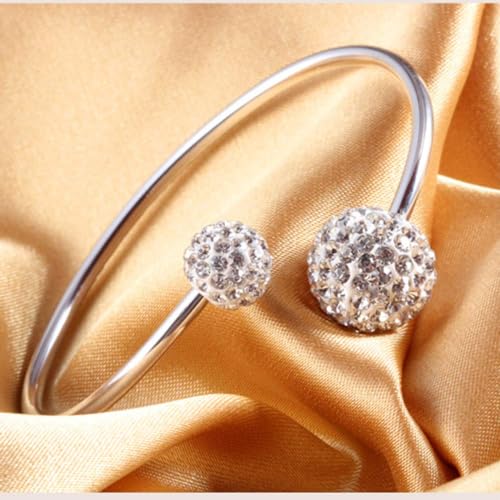 Bangle ajustable QYYZTHX con big rhinestone geométrico para mujer 4