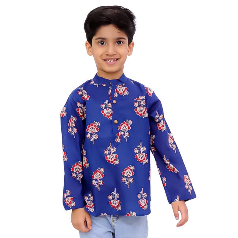 Image of superminis Boys Cotton Regular Fit Printed Kurta Shirt