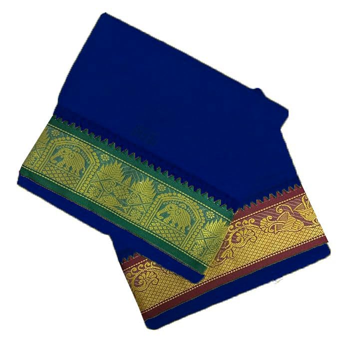 Serviette en coton Panchakacham bleu roi PRAKASAM COTTON pour vos rituels de bien-être au quotidien