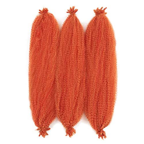 Melisay 3 paquetes de 24 pulgadas naranja afro rizado Kanekalon Marley trenzas pelo sintético trenzado de ganchillo rizado Marley extensiones de cabello - #M-naranja