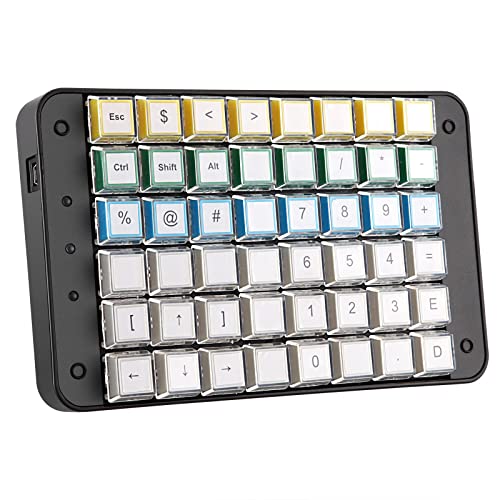 Koolertron Single-Handed Programmable Mechanical Keyboard, PBT Blank No Print and Color Keycaps for Gamers/Designers/Editors All 48 Programmable Keys with OEM Gateron Red Switch 8 Macro Keys