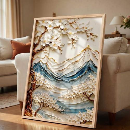Image of kotart Mountain View Wall Art Home Decoration | Aesthetic Floral Paintings With Frame For Living Room Bed Room Hotel Wall Decor Digital Reprint (14X20 inch)