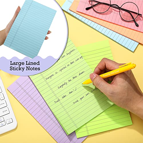 18 Pcs Large Lined Sticky Notes 5 x 8 Inch 6 Colors Self Sticky Pads Colorful Big Square Pastel Color Notes with Lines for Office Home Meeting - Image 3