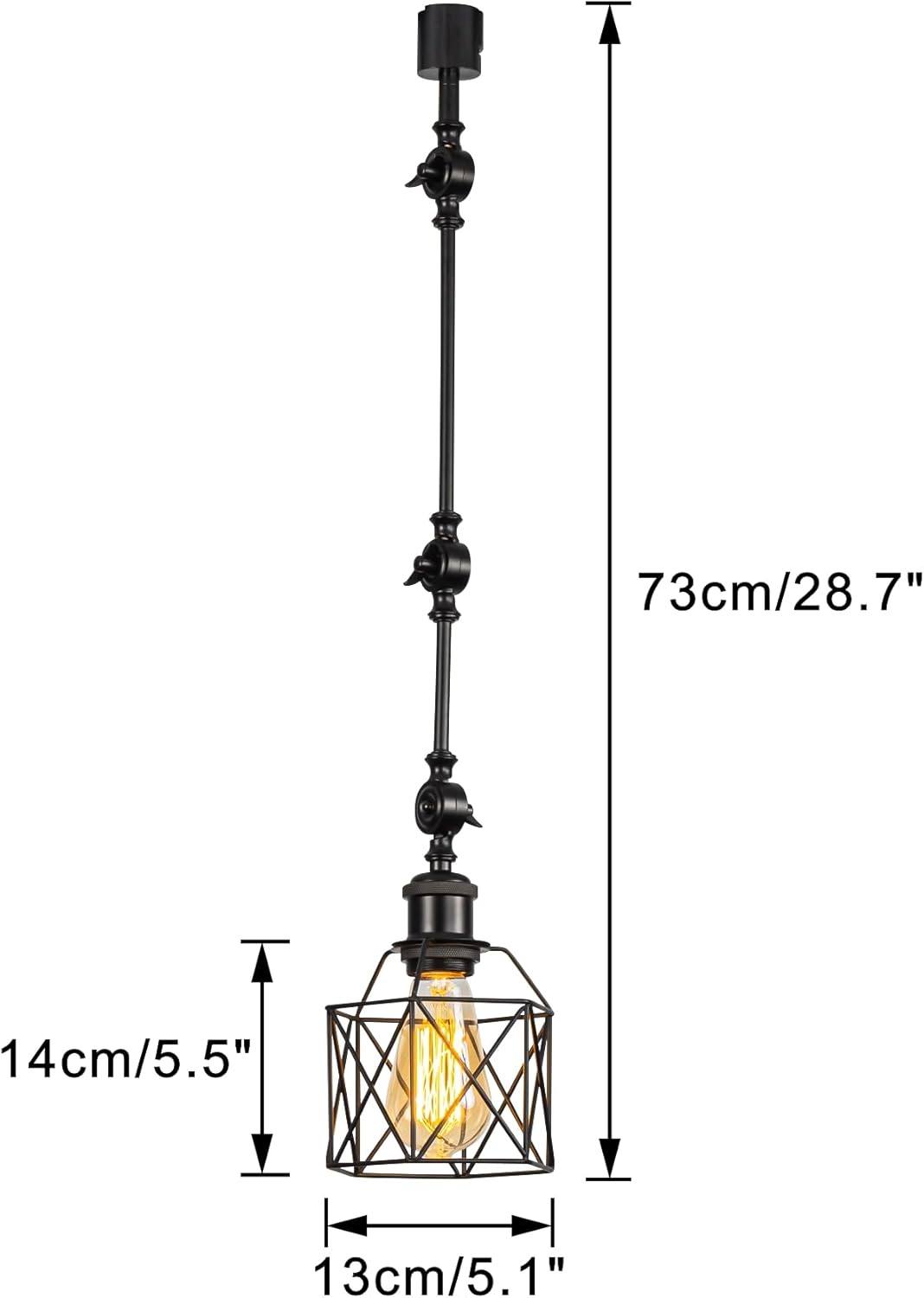 3-Pack Adjustable Angle J-Type Track Mount Lighting Black Metal Hollow Shade Vintage Design E26 Track Lamp for Home Decor Background Gallery Store(No Track, Bulb)