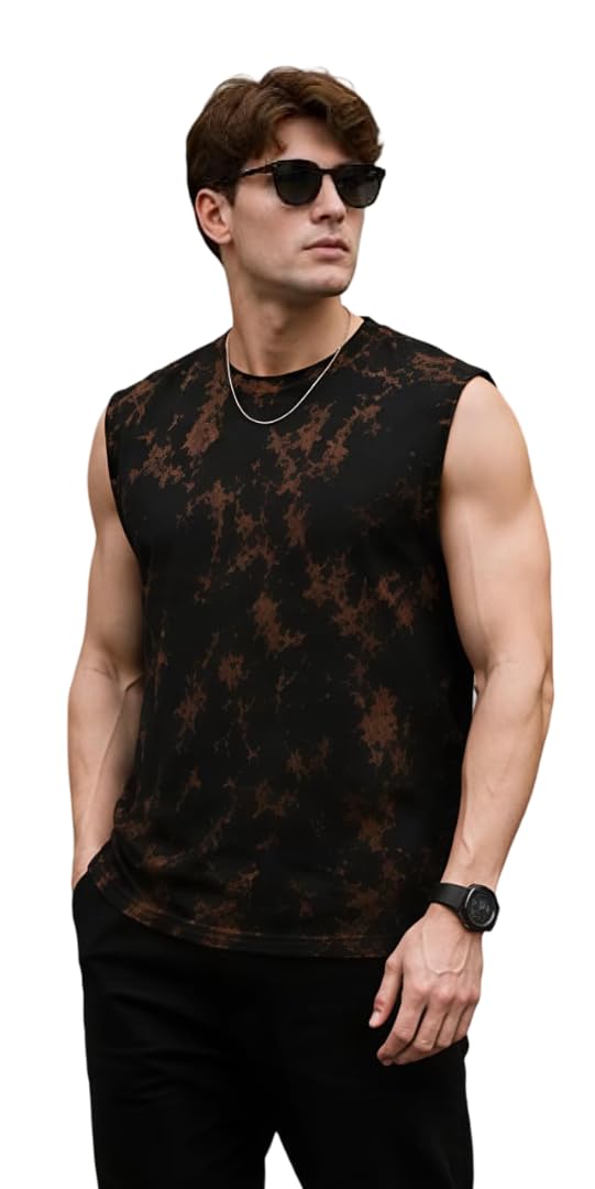 Men's Waffle Tank Tops Sleeveless Round Neck Polycotton Wth Acid Wash T-Shirt for Gym, Running and Outdoor Vest-picture-16