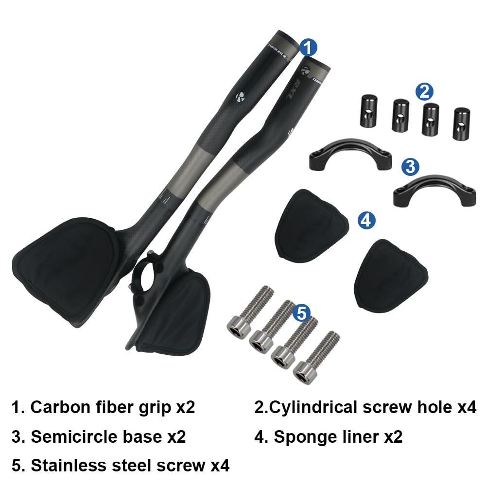 Prolongateur triathlon carbone,RXL SL prolongateur guidon velo triathlon 31.8mm cintre aero carbone 3K mat 340mm