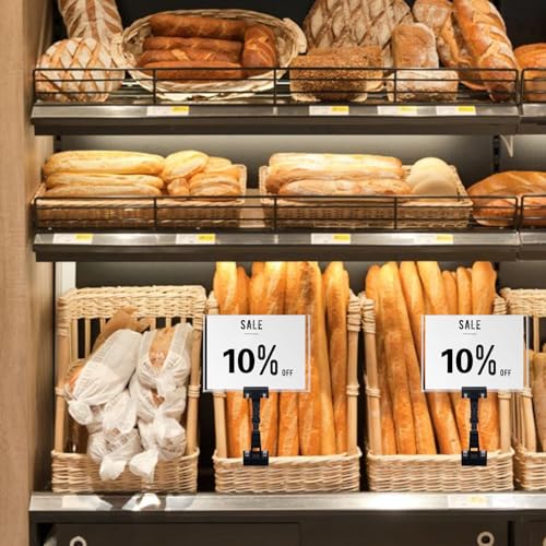 KeaJuidy 3 Stück A5 Acryl Schilderhalter mit Klemme Doppelseitiger Klemmen Drehbar Etikettendisplayhalter Schild Halteklammer für Einzelhandel, Geschäft