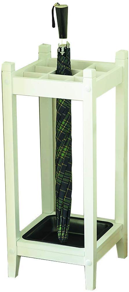 Porte-parapluie bois massif blanc pour entrée accueillante