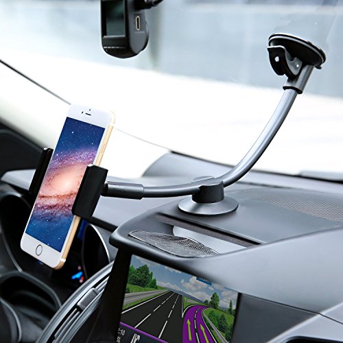 Car Mount Aphse Long Arm Windshield Dashboard Car Mount Holder Cradle Clamp Stability&Phone Protection Fits 3.5