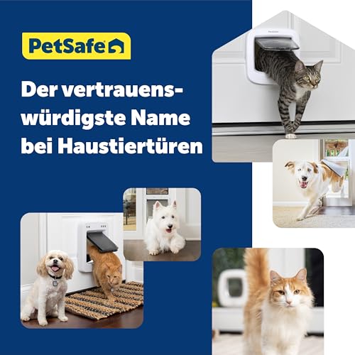 PetSafe Manuelle Katzenklappe, Handverriegelung mit 4 Verschlussoptionen, Mit Wetterdichtung, Katzen bis 7 kg, Weiß