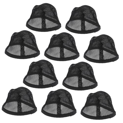 Beaupretty 10pcs Black Mesh Dome Caps for Wigs Elastic Hair Net Caps for Men and Women Breathable for Secure Fit for Cosplay Braids and Events