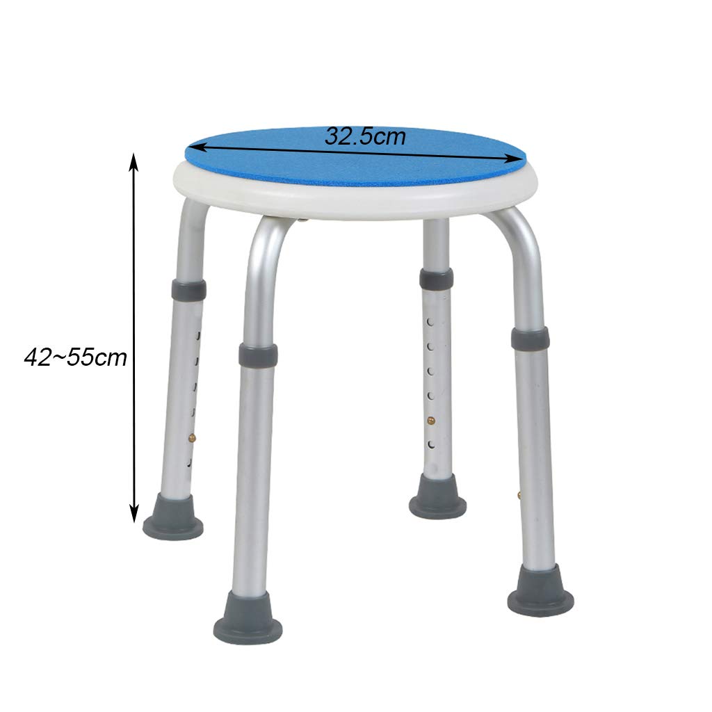 CHEWYNP Taburete de baño Taburete Redondeado para baño/Ducha Asiento de baño portátil Bañera Ducha Silla elevadora con Almohadilla Antideslizante para Las piernas Ayuda para discapacitados