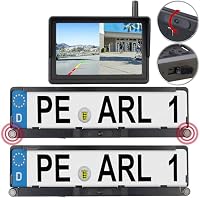 Lescars Einparkhilfe nachrüsten: Solar-Funk-HD-Front- & Rückfahrcam, Splitscreen-Monitor Abstandswarner (Einparkhilfe nachrüsten kabellos, Parksensoren kabellos, IP) – Ansicht 2