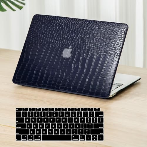 Fancity Compatible with MacBook Air 13 inch Case M5 2026 M4 2025 M3 M2 2024-2022 A3449 A3240 A3113 A2681, PU Leather Hard Plastic Shell Case & Keyboard Cover for New Air 13.6, Darkblue by Fancity - Used condition - CA$23.65
