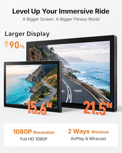 Image of MERACH Exercise Bike with Screen, 21.5 inch HD Display, Magnetic Resistance | Stationary Bike for Home, Exclusive App with Courses, 330lbs Capacity, Low Noise, Adjustable Seat & Handlebars