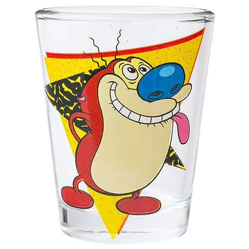 Image of Silver Buffalo Nickelodeon Retro Featuring Rocko, Angelica, Stimpy, and Arnold 4 Pack Mini Glass Set, 1.5 Ounces