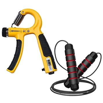 PRO365 Adjustable Hand Gripper with Counter & Skipping Rope Combo | Grip Strength Trainer with 5–60 KG Resistance + Adjustable Jump Rope for Cardio, Fitness & Home Workout