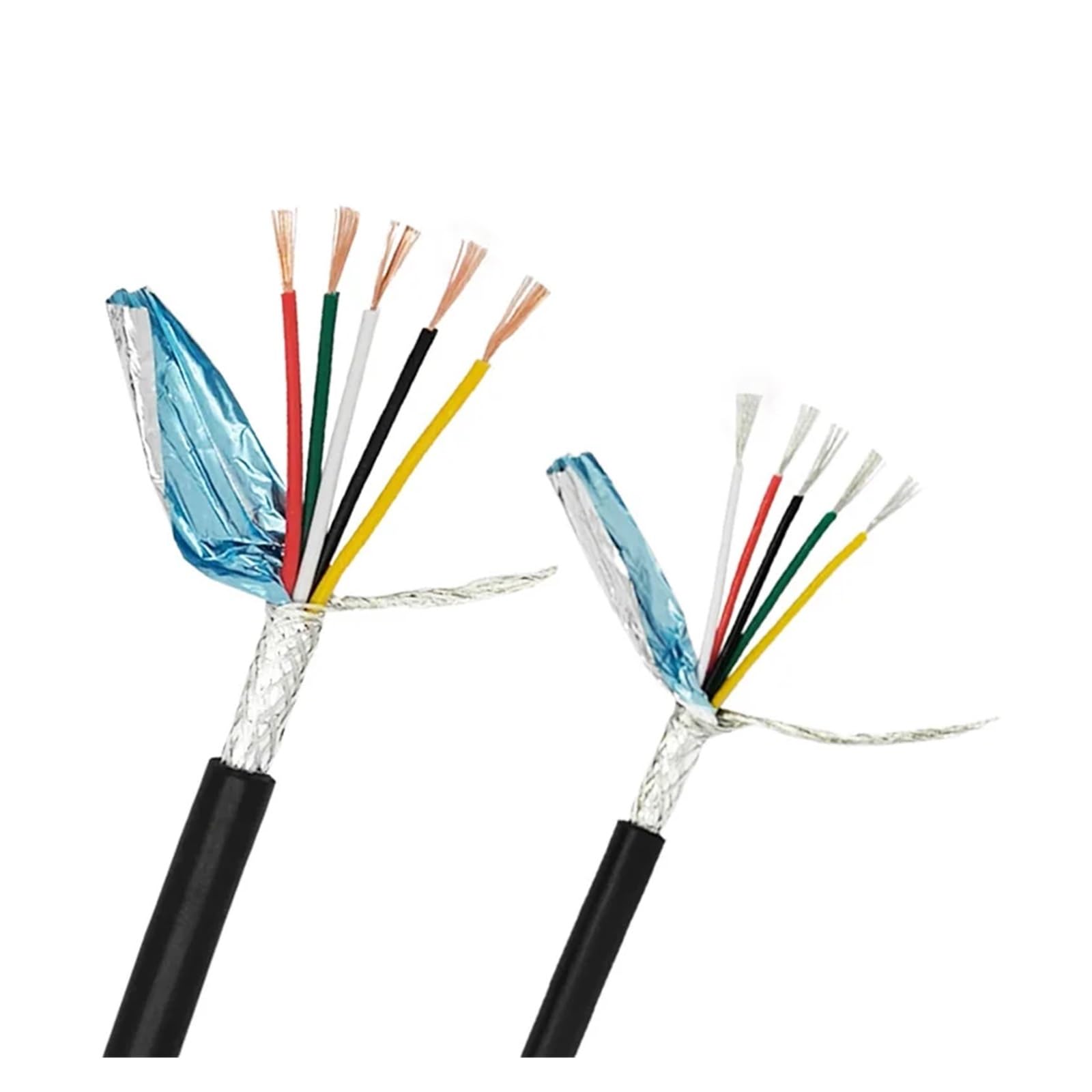 Cavo di segnale schermato, Cavo schermato RVVP a 5 conduttori 26-16AWG 1/5/10 metri Segnale di controllo audio in rame PVC nero(10 Meters,5CORES-18 AWG 0.75MM2)