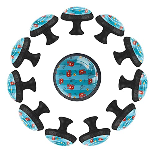 Boutons de tiroir camion de pompier lot de 12 boutons ronds pour meuble enfant