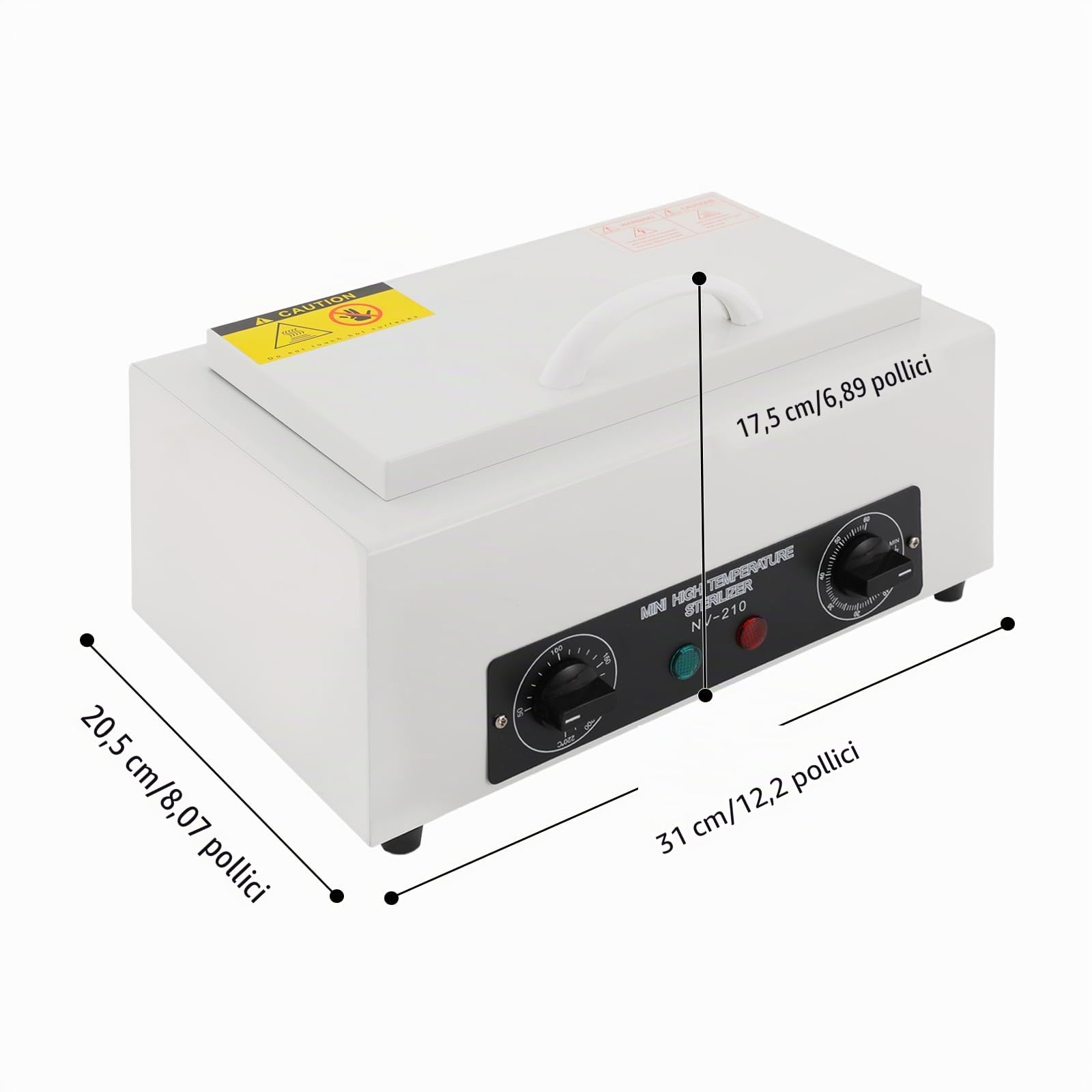 200 °C a vapore autoclave sterilizzatore per tatuaggi, sterilizzatore di temperatura ad alta temperatura, in metallo, con timer, manicure, chiodo per salone, strumenti per capelli, 300 W