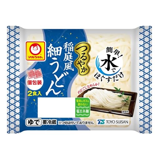 [冷蔵]マルちゃん つるやか 稲庭風細うどん 2食入×6袋 |水でほぐすだけ 個包装 省エネ麺