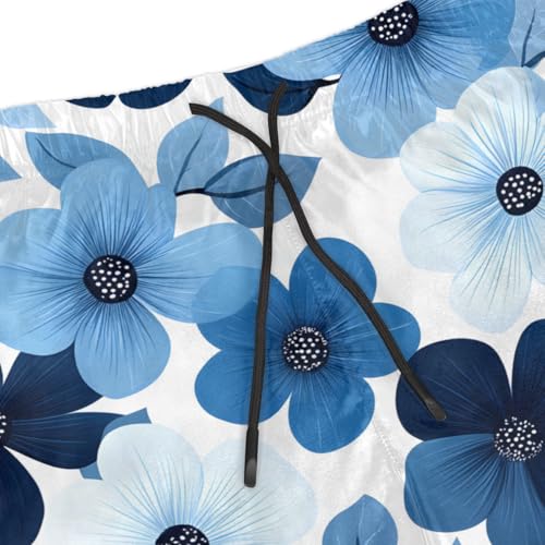 Men's Swim Trunks Size S Blue Flower with Mesh Lining Soft Breathable Quick Dry Beach Shorts4