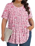 Damen-Tunika, Übergröße, kurzärmelig, Rundhalsausschnitt, lässig, weich, Größe 1X-5XL, Zebra-Puder, XXX-Large