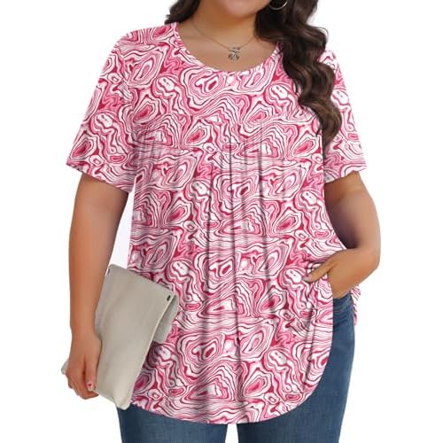 Damen-Tunika, Übergröße, kurzärmelig, Rundhalsausschnitt, lässig, weich, Größe 1X-5XL, Zebra-Puder, XXX-Large