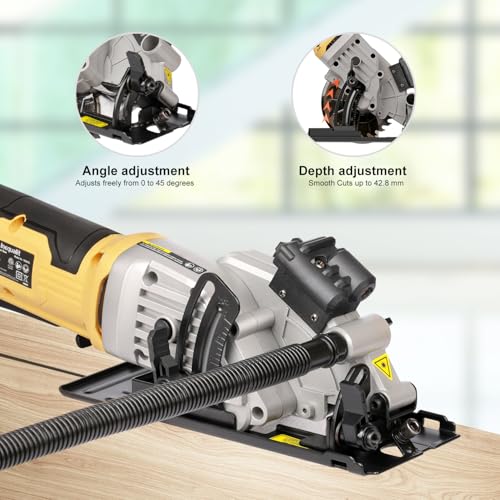 Inequalit 4Amp Mini Circular Saw, 3500RPM Corded Compact Saw with 4-1/2\" 24T TCT Blades, Laser Guide, Rip Guide, Vacuum Adapter and Blade Wrench, Max Cutting Depth 1-11/16\"(90°), 1-1/8\"(45°)
