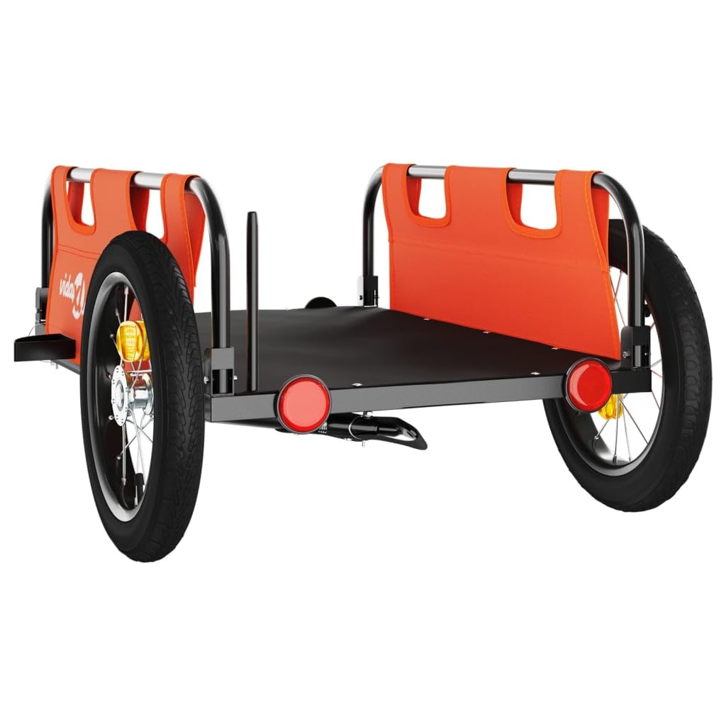 Remorque de vélo Orange Tissu Oxford et Fer Remorque de Transport pour vélo, Chariot à roulettes -A
