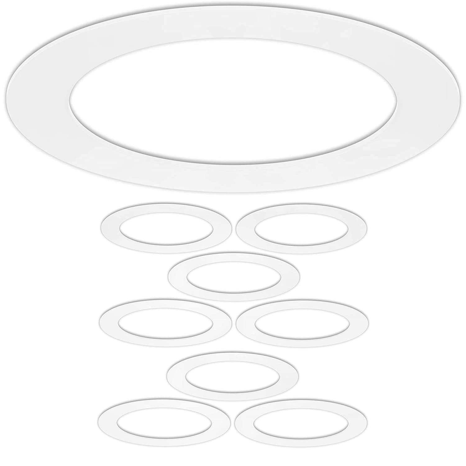 6 Pack Gloss White Goof Trim Ring for 6" Inch Recessed Lighting Trim Can Light Trim for Down Light, Outer Diameter 8 Inches