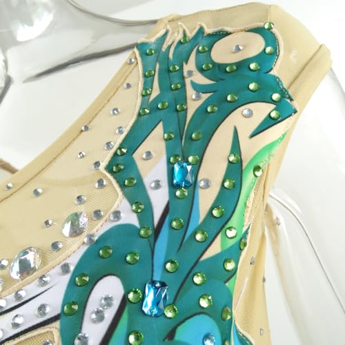 LIUHUO Collant de ginástica rítmica com design personalizado para meninas, estampa de diamantes, col