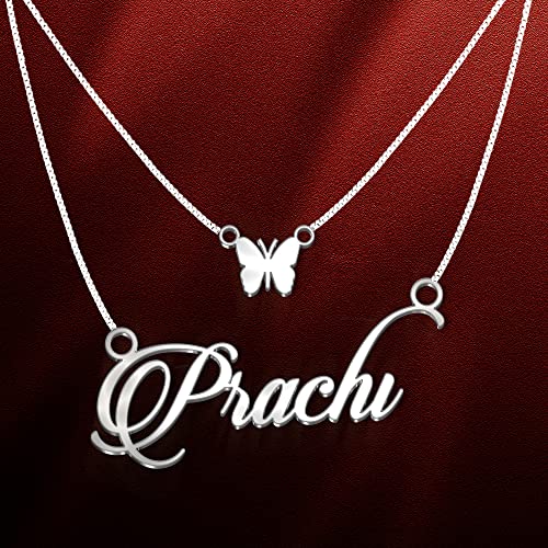 Image of Prachi Cursive Gold & Silver Name Pendant Necklace, Best Jewelry Gift for Girls.