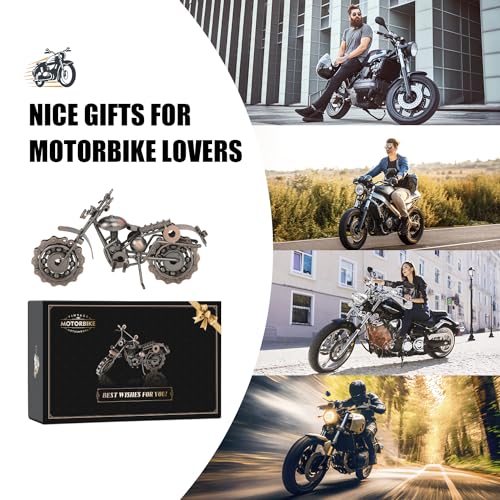Signstek Vintage Metall Motorrad Modell – Handgefertigte Eisen Deko, Sammlerstück im Retro-Stil – Geschenkidee Motorradliebhaber, Männer und Väter